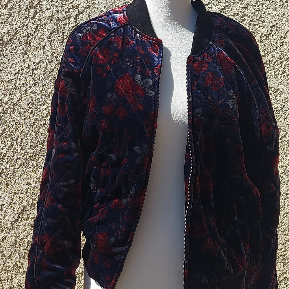 JOIE Floral quilted Velvet Bomber Jacket